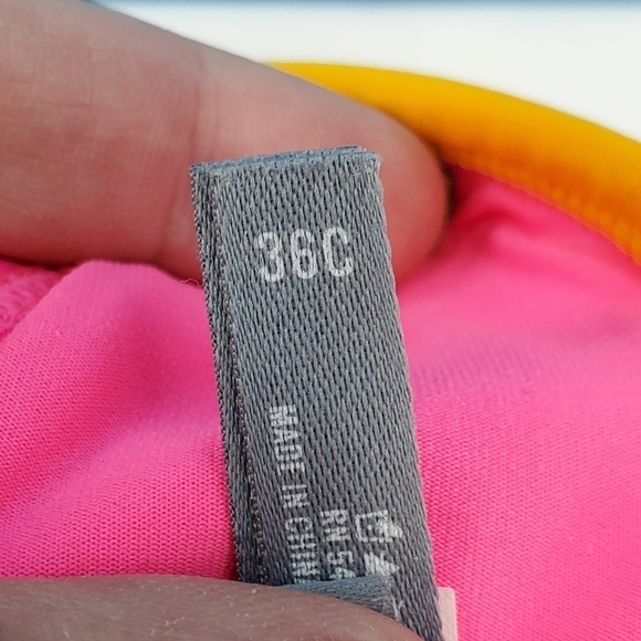 Aerie 36C hot pink and yellow polka dot halter bikini top - Picture 8 of 14